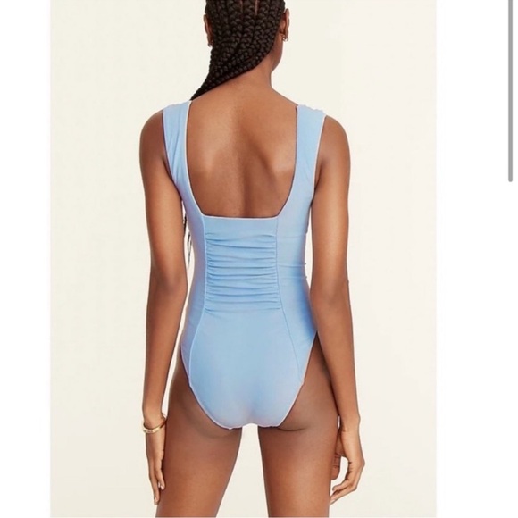 NWT J. Crew Ruched squareneck one-piece BF179 BLUE - Picture 3 of 6